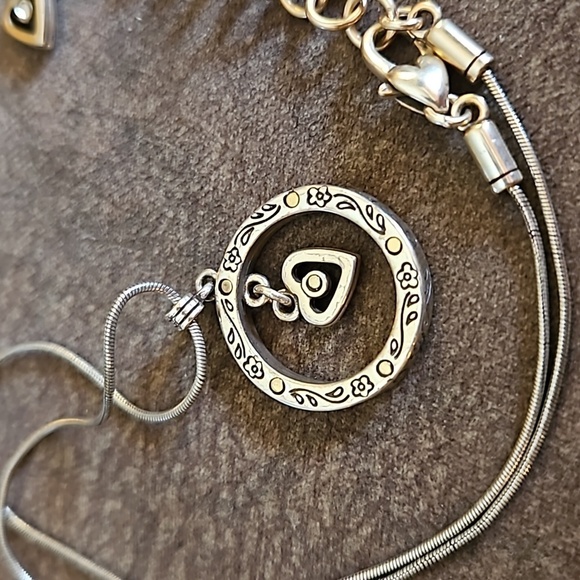 BRIGHTON Heart in a Circle Crystal Silver Plated Chain Necklace - Picture 9 of 9